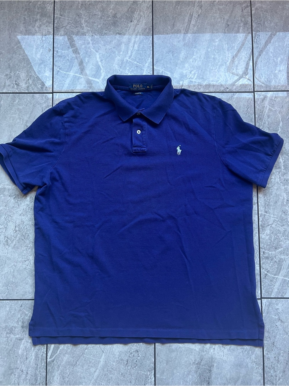 Polo Ralph Lauren Mens XL Classic Fit Blue Short Sleeve Pique Cotton Polo Shirt